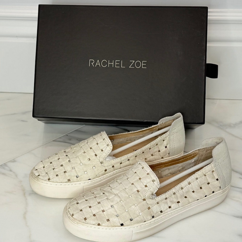 Rachel Zoe 'Burke' Woven Embossed Calf Hair Shoes - 7M - White